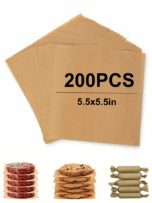 200 Count Unbleached Parchment Paper Squares 5.5" X 5.5",Hamburger Patty Paper, Non-Stick Wax Paper Sheets For Separate Burgers, Cookies & Other Foods When Storing, Freezing - Multicolor - View 12