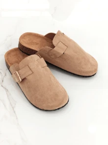 RevReaL Sandales compensées mode femme, bout rond avec décoration boucle carrée, chaussures de printemps, vacances de printemps, Pâques - Kaki - Voir 1