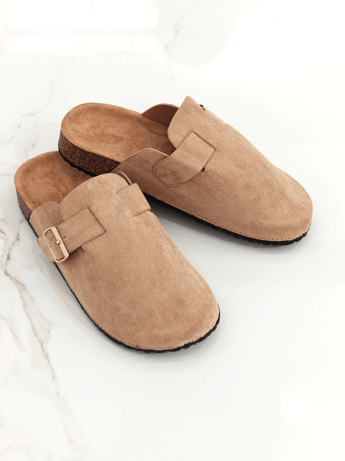 RevReaL Sandales compensées mode femme, bout rond avec décoration boucle carrée, chaussures de printemps, vacances de printemps, Pâques - Kaki - Voir 1