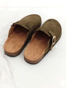 RevReaL Women's Fashion Platform Slippers, Round Toe With Square Buckle Decoration Spring Shoes Spring Break Easter - Green - View 3