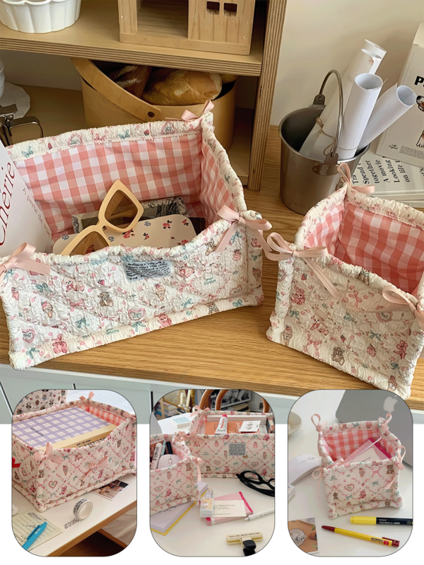 1 PC Cute Cartoon Animal Print Storage Basket. Tabletop Miscellaneous Storage Basket, Waterproof Cosmetic Storage Basket For Storage And Organization Of Brushes And Skincare Products, Tabletop Decoration, Makeup Game Stand Portable Picnic Basket, Valentine's Day Gift Bathroom Storage, Skincare Storage, Eating & Drinking, Bed Essentials, Wedding Bridesmaid Gifts, Mom Gifts, Birthday Gifts, Gifts For Friends & Teachers,