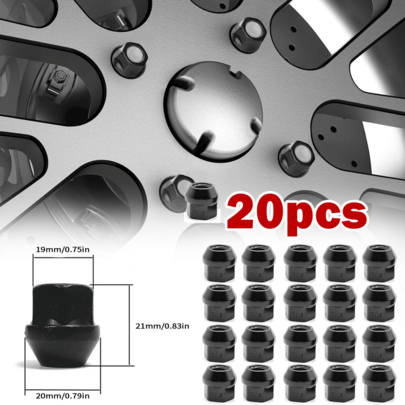20x M12 X 1.5 19mm Hex,Tapered Seat,Open Alloy Wheel Nuts (Black)