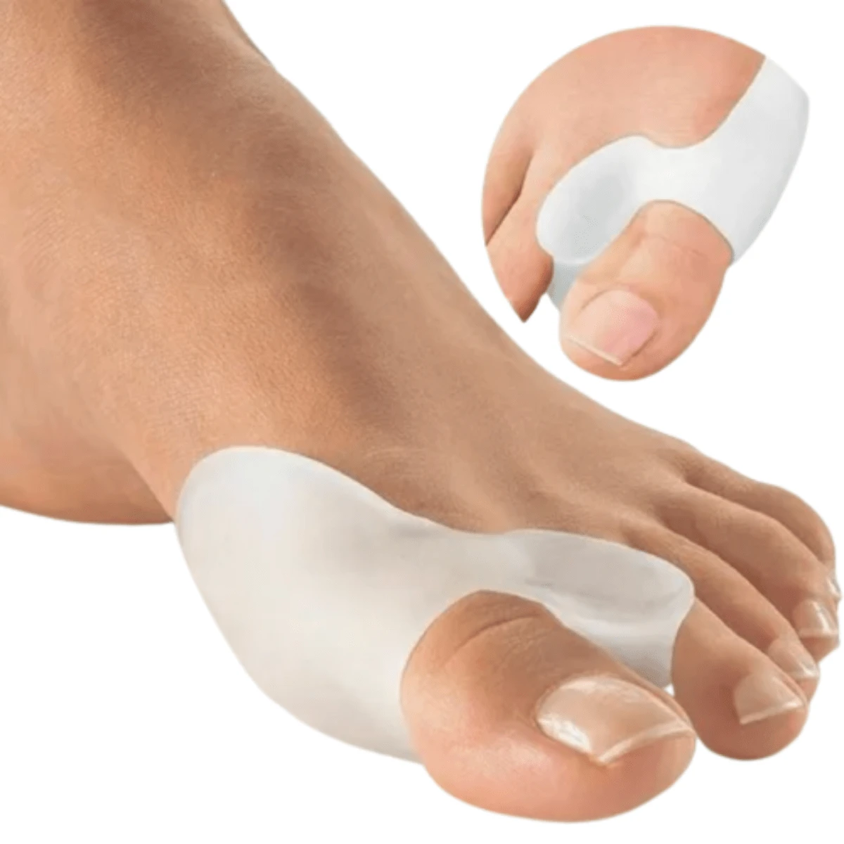 1 Par Protetor De Joanete Branco Silicone Macio Ortopédico Alivia Dor - Branco - Visão 1