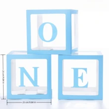 Transparent Letter Baby Shower Box Birthday Wedding Customized Name Balloon Box, Birthday Party Decoration, Gender Reveal Party, Large Transparent Box, Birthday Decoration Backdrop, Holiday Party Decoration, Home Decor, Fireplace Decoration, Baby Shower Box, Background Photography Prop - Blue - View 10