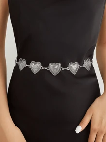 1pc Vintage Heart Design Waist Chain Dress Accessory For Women, Summer