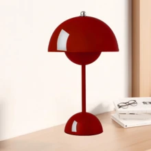 NetHong Modern LED Table Lamp Rechargeable Mushroom Light Touch Control 3 Color Dimmable - 紅色 - 查看 2