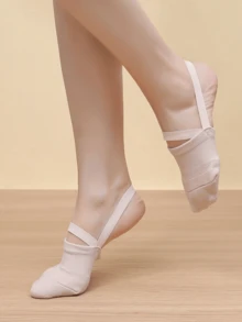 Women's Knit Half Slippers Ballet Flats - Ultra Soft Barefoot Boat Socks Shoes For Home Yoga Dance Comfort - Beige - View 1