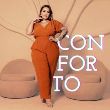 LIA ROSA Plus Size Jumpsuits - 駝色 - 查看 2