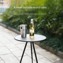 1pc Delicate Elevating Small Round Table, Foldable Portable Small Drinking Table, Essential Tools For Outdoor Travel, Outdoor Furniture For Outing, Camping, Picnic, Travel, Car Snack Desk, Patio Furniture For Garden, Living Room Sofa Side Table, Balcony Coffee Tables