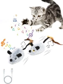 Juguetes interactivos para gatos, ratón falso en movimiento para perros con sensor automático, juguete de ratón para gatos con sonido realista y cola extendida, juguetes automáticos para gatos, juguete de ratón recargable con mando a distancia y sonido chillón