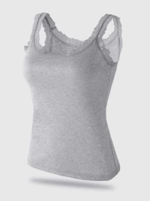 6 PCS Lacy Tank Tops For Women,Seamless And Breathable, With A Crew Neck Vest - Multicolor - View 7