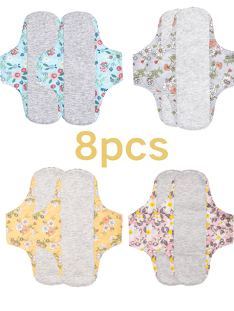 2pcs/8 Pieces Reusable Sanitary Pads-7.9*9inch Graphene Pads For Women, Sanitary Pads Set With Wings For Women, Postpartum Washable Cloth Panty Liners, Period Underwear Pads, Period Panties, Postpartum Underwear,Ideal Gift For Christmas