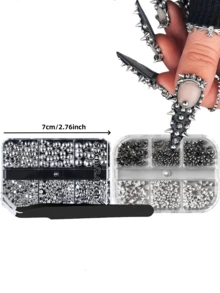 2 Hộp Trang Trí Móng Tay Phong Cách Punk Y2K, Đinh Tán Kim Loại Nhiều Kích Cỡ, Hình Nón, Hợp Kim Đen/Bạc/Vàng, Đinh Tán Móng Tay 3D Thời Trang, Phụ Kiện Đá Trang Trí Móng Tay - Nhiều màu - Xem 2