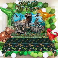 Dinosaur Birthday Party Decorations - Dinosaur Themed Party Supplieswith Tablecloth, Banner, Backdrop, Balloons, Dinosaur Balloons, Dinosaur Decorations, First Birthday Decorations, Sweet One Birthday Party Decorations, Sweet 1st One Birthday, Bridal Shower Decor Supplies, Lulu Easter Decor - Dinosaur Happy Birthday Set - View 2