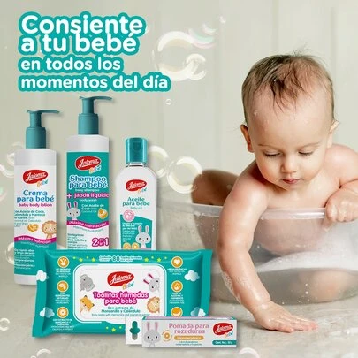 Jaloma Kit de limpieza para bebé | Incluye crema para rozaduras, aceite para bebé, crema y shampoo