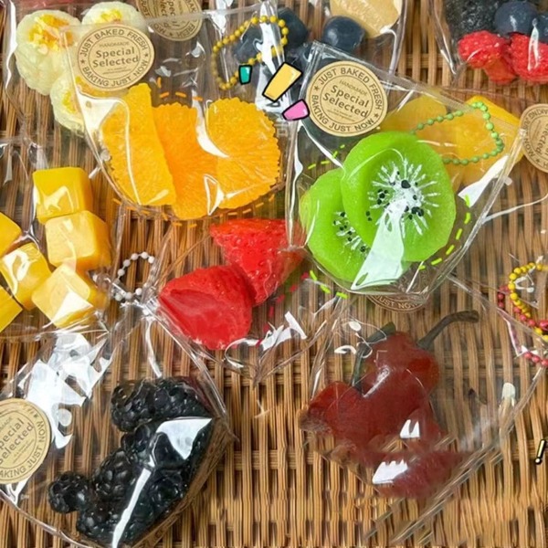 Super Soft Realistic Fruit Stress Relief Toy, Mini Fruit Squishies, Strawberry & Kiwi Squishy Novelty Funny Gift