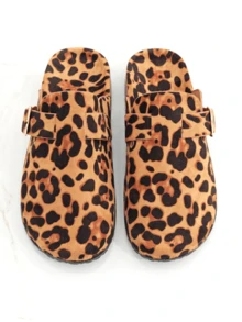 RevReaL Women's Fashion Platform Slippers, Round Toe With Square Buckle Decoration Spring Shoes Spring Break Easter - LEOPARD - View 3