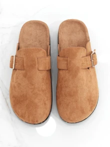 RevReaL Women's Fashion Platform Slippers, Round Toe With Square Buckle Decoration Spring Shoes Spring Break Easter - Camel - View 2