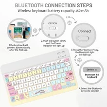 Bluetooth Keyboard With Mouse And Mouse Pad Combo,Portable Wireless Keyboard (150mAh) Mouse Set Compatible With Samsung Tablet Apple IPad IOS 13 And Above Phone Smartphone Android Windows(Dessert) - Dessert - View 6