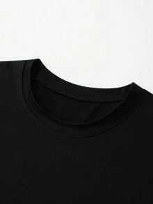 Men's T-Shirt, Classic Graphic T-Shirt, Soft And Comfortable T-Shirts For Men, Script Logo, 180g, 100% Cotton - 黑色 - 查看 4