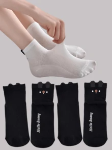 2/4 Pairs Women 3D Rabbit Mesh Breathable Ankle Socks, Suitable For Summer Wear - Multicolor - View 11
