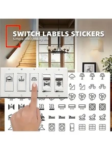 1 Set/2 Sets/5 Sets Switchplate Stickers, Adhesive-Free Switch Identification Stickers, Home Use Lighting Labels - Waterproof And Oil-Proof - Suitable For Lights, Fans, Heaters, Bedrooms, Bathrooms, Kitchens, Garages, Laundry Rooms - Home And Office Use (100pcs Per Set) Wall Decor Room Decor Personalised Stickers