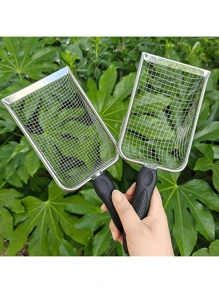 1 件不锈钢沙滩筛铲，带多用途网状过滤器 - 带手柄的花园土壤筛 - 花园筛，贝壳沙滩筛铲，鲨鱼齿筛，非常适合沙子、岩石、泥土、堆肥 - 非常适合园艺使用