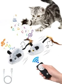 Juguetes interactivos para gatos, ratón falso en movimiento para perros con sensor automático, juguete de ratón para gatos con sonido realista y cola extendida, juguetes automáticos para gatos, juguete de ratón recargable con mando a distancia y sonido chillón