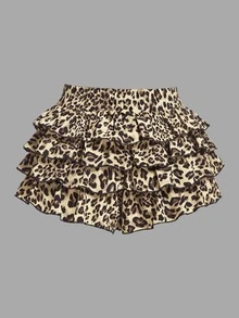 女童青少年蝴蝶印花短袖 T 恤和豹纹蛋糕裙 2 件套，时尚夏季服装 - 白色 - 查看 5