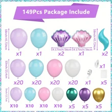 159pcs, Under The Sea Mermaid Balloon Garland Kit - Perfect For Birthday Parties, Photo Props, And Indoor Decorations Summer Mermaid Princess Deep Sea Theme,Christmas