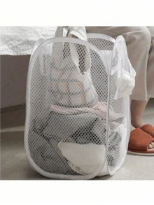 1 件带手柄的弹出式洗衣篮 - 可折叠网状洗衣篮，用于存放脏衣服，适合儿童换衣服/成人更换 3-4 件衣服（下单前请注意检查尺寸） - 黑與白 - 查看 9