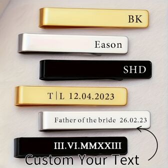 Personalized Stainless Steel Tie Clip With Custom Initials - Perfect Men's Fashion Choice For Work And Casual Wear, Ideal Birthday Gift