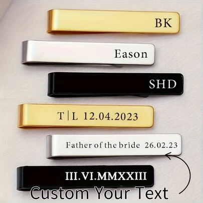 Personalized Stainless Steel Tie Clip With Custom Initials - Perfect Men's Fashion Choice For Work And Casual Wear, Ideal Birthday Gift