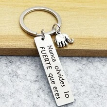 1 pieza Llavero de acero inoxidable con elefante de energía positiva inspiradora, decoración para coche, mochila, regalo de Navidad para hombres