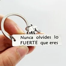 1 pieza Llavero de acero inoxidable con elefante de energía positiva inspiradora, decoración para coche, mochila, regalo de Navidad para hombres