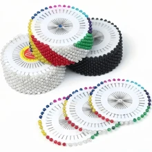 480件/80件定位珠&迷你球头、珍珠定位直针、珍珠球头紧固件、缝纫用品及工具，100件/盒，黑色/白色/彩色可选（1小托盘=40件，1大托盘=12小托盘=480件）