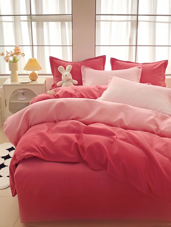 Set de ropa de cama de 4 piezas con estampado floral moderno y simple, incluye funda nórdica, sábana plana, 2 fundas de almohada, de tela de cachemir vegetal suave, transpirable y que absorbe la humedad, de diseño minimalista elegante, lavable a máquina, adecuado para el hogar (Funda nórdica 1 pieza, Sábana plana 1 pieza, Funda de almohada 2 piezas, Edredón y relleno de almohada no incluidos)