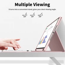 【无线键盘保护套】这款无线蓝牙键盘保护套兼容 iPad Air 1/Air 2/Air 3/Air 4/Air 5/6、iPad 5/6/7/8/9/10/11 代、iPad Pro 12.9 英寸（2020/2021/2022 款）、iPad Pro 11 英寸（2018/2020/2021/2022 款），以及 Galaxy Tab 和 Redmi Pad SE。它采用柔软的 TPU 背壳、磁吸式可拆卸设计，并设有手写笔插槽。