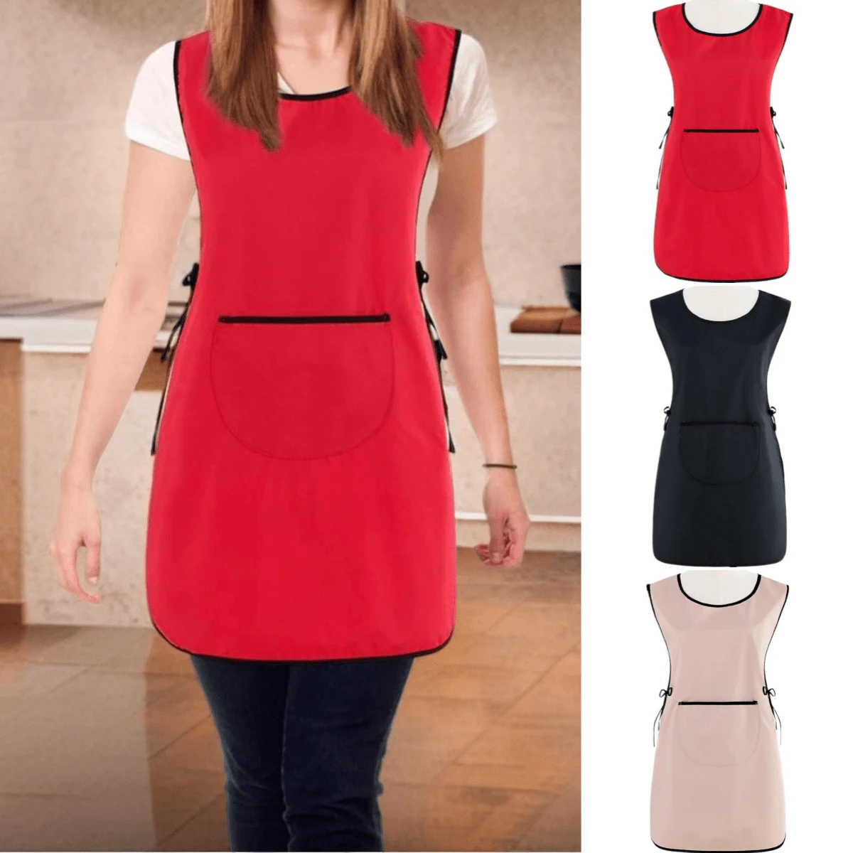 1 Piece Of PVC Material Kitchen Apron, Waterproof And Oil Resistant Kitchen Cooking Apron, With A Large Pocket, Suitable For Restaurants, Kitchens, Chefs, Coffee Shop Waiters' Work Clothes - Multicolor - View 1