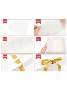 5/10 piezas Caja de papel con tapa abatible + Caja de regalo con lazo, adecuado para regalos de cumpleaños, obsequios de banquetes de boda y embalaje de regalos para festivales