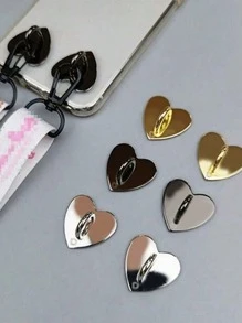 2 szt. metalowych akcesoriów do etui na telefon DIY z klejącą podstawą, wisiorkiem w kształcie serca i haczykiem do zawieszania