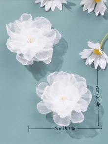 Bộ 2 kẹp tóc hoa bằng vải organza chiffon thời trang, thích hợp cho đi chơi, du lịch, làm quà tặng cho bạn gái và gia đình. Kẹp tóc càng cua, kẹp tóc cài đầu, đồ dùng học tập, trang phục đi nghỉ mát cho nữ, phụ kiện tóc, phụ kiện đội đầu, ghim cài tóc. - trắng - Xem 4