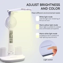 1 szt. Podwójna głowica oświetleniowa LED Lampa biurkowa z wentylatorem, dbająca o oczy lampa nocna do sypialni w akademiku