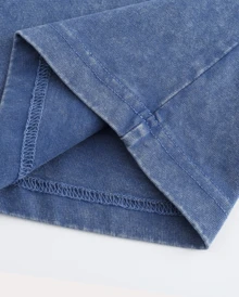 1 Piece, Washed Printed T-Shirt 230g Let Me Live In Peace, High-Quality Batik Cotton Vintage Fashion Brand T-Shirt, A Certain Thickness Suitable For Summer T-Shirts, Holiday Gifts. - 寶藍色 - 查看 4