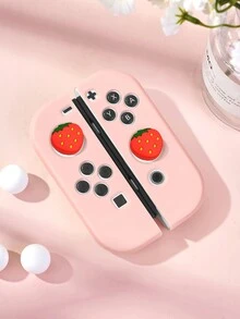 1個防滑軟矽膠握把手柄適用於Nintendo Switch/Switch OLED，含2個搖桿帽，相容於Switch/Switch OLED控制器，搖桿帽，遊戲控制器配件，適合情侶、朋友、家人的禮物 - 彩色 - 查看 4
