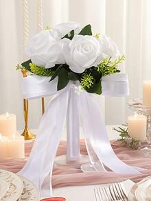 1 Buquê de Rosas Artificiais de Seda para Decoração de Casamento, Chá de Panela, Centro de Mesa e Acessórios para o Dia dos Namorados - Multicolorido - Ver 13