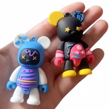 Colorful Cartoon Graffiti Teddy Bear PVC Soft Phone Skin Sticker, Cute Candy Color Keychain Pendant - Multicolor - View 12