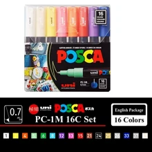 Set de marcadores acrílicos UNI Feutre, nuevo empaque, PC-1M, PC-3M, PC-5M, bolígrafo para póster publicitario POP, dibujo, manualidades de arte para estudiantes, útiles escolares