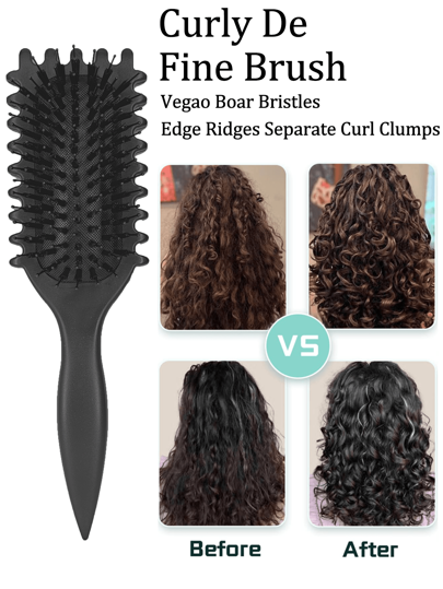 New Upgrade Curl Defining Brush, Curly Hair Brush With Bristle And Special Design, Curl Define Styling Brush Especially For Curly Hair, Shaping And Defining Curls For Women Men To Reduce Pulling And Curl Separation.