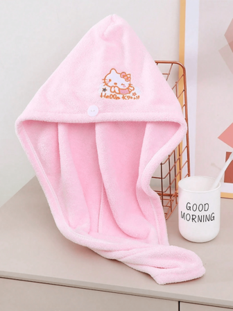  Sanrio 1 Piece Sanrio Cartoon Cute Kt Cat Coral Fleece Towel Bath Towel Dry Hair Cap Set Hello Kitty Soft Water-Absorbing Face Wash Hand Wipe Home Gift Gift Box Bathroom Decor Fall Decor Back To School Hair Bonnet Shower Towels For Beauty Salon, Hotel Sports,Home Essentials, Towel, Skin Care Hair Drying Towel Wrap